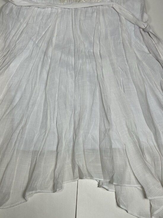 Alyx Dress Embroidered White Butterfly Sleeve Asymetrical Hem Crinkle Belt Sz 12 - Picture 7 of 13